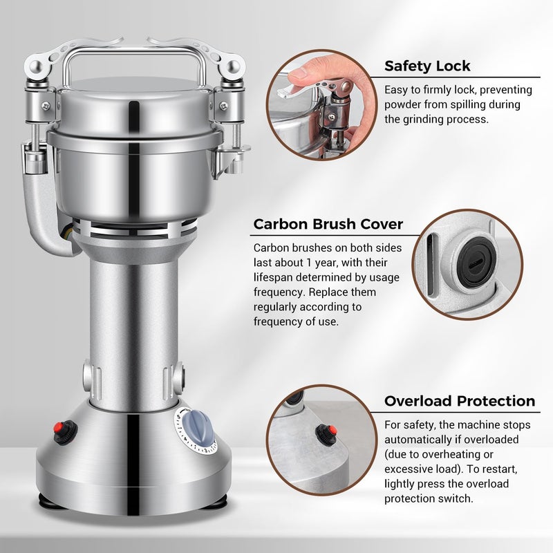 LEEVOT Grain Mill 150g Commercial Spice Grinder Electric 650W Stainless Steel Pulverizer Dry Grinder for Grinding Wheat, Oats, Corn, Pepper, and Coffee Beans – Grinders for Kitchen. - Image 4